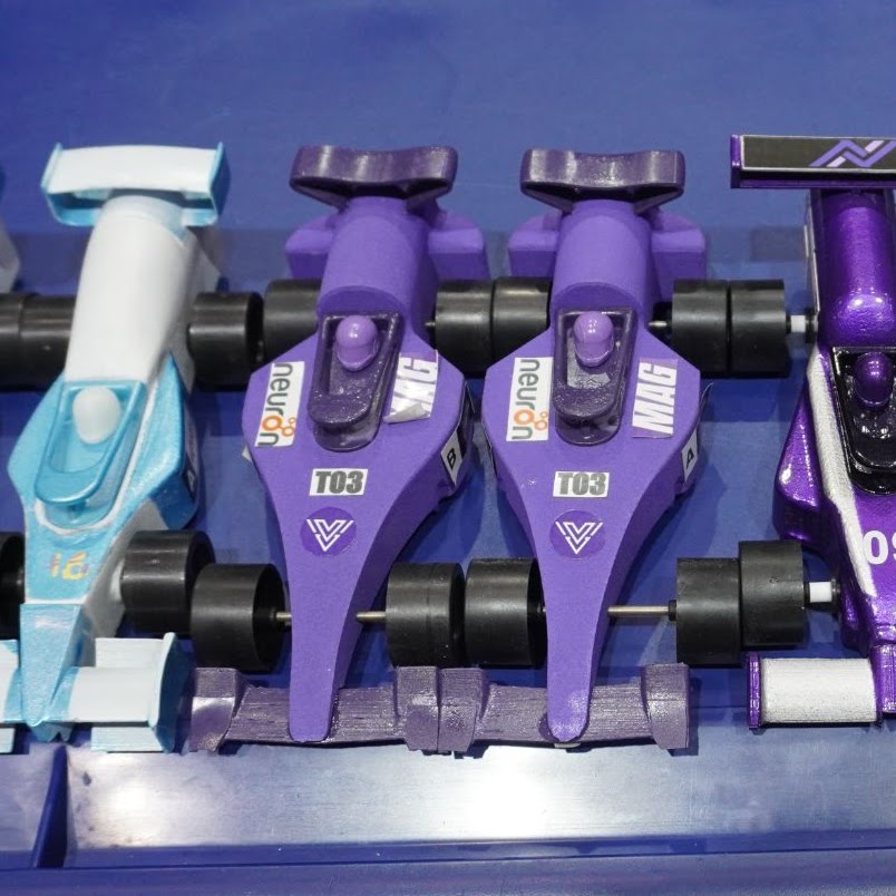 Voltan race cars lined up and ready for inspection