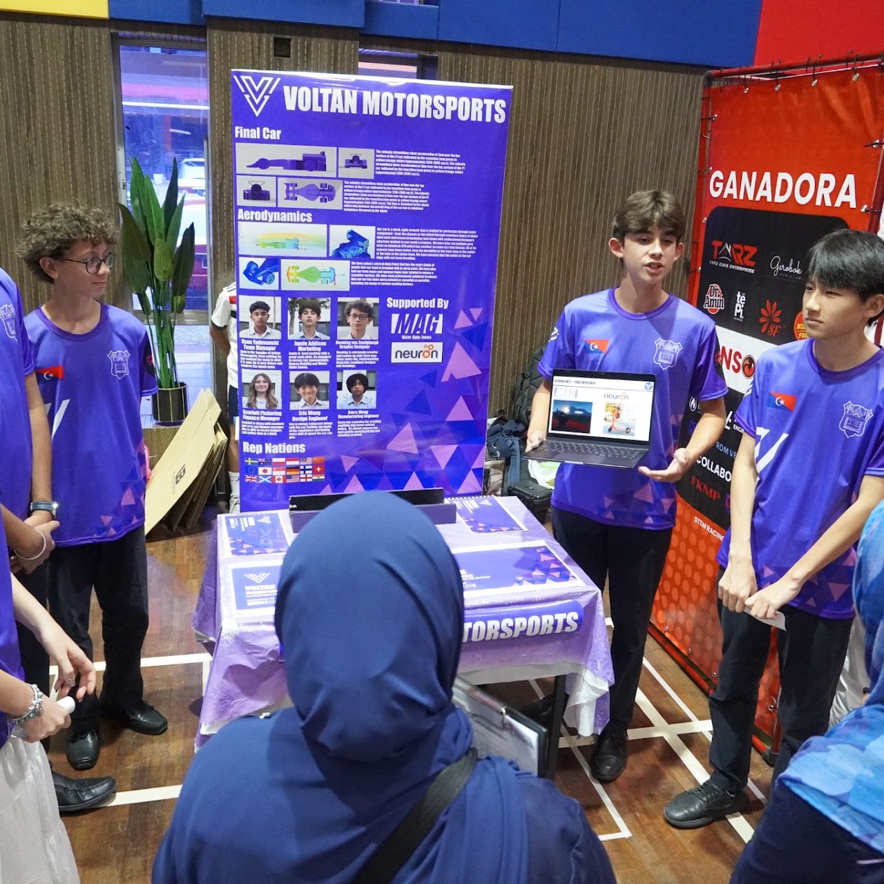 Delivering the verbal presentation to judges and visitors